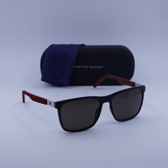 Tommy Hilfiger TH 1445/S 0LCN NR Square Sunglasses – Blue/Brown Grey - Picture 1 of 9